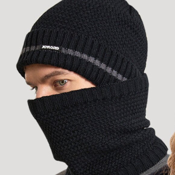 2/$30 Men's Black Knit Beanie Hat & Neck Warmer Scarf Set Thermal Fleece Lined - Picture 1 of 7